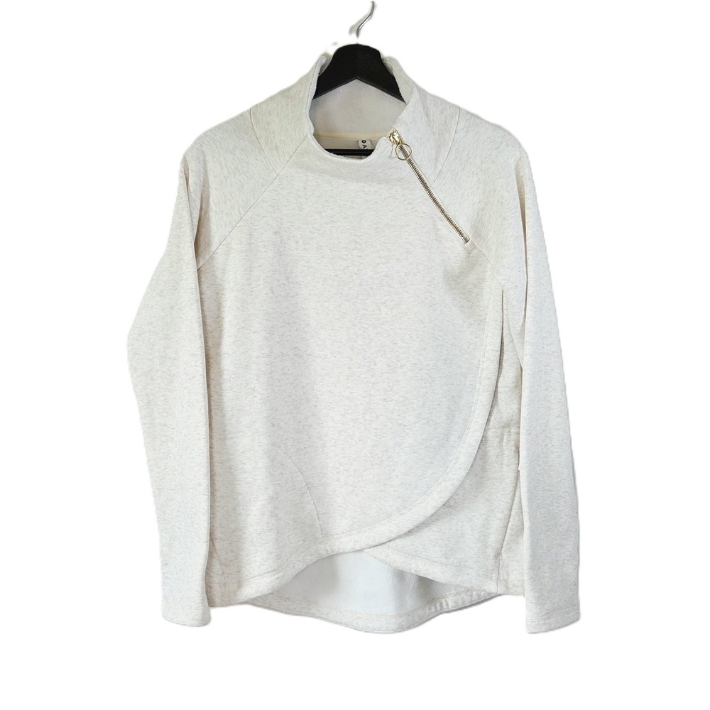 Athleta Cozy Karma Asymmetrical Zip Sweatshirt XS Cream 383402